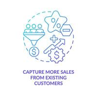 Capture more sales from existing customers blue gradient concept icon. Strategy for raising prices abstract idea thin line illustration. Isolated outline drawing vector