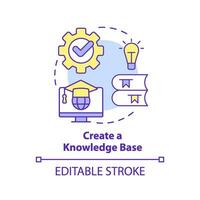 Create knowledge base concept icon. Product feature and application training abstract idea thin line illustration. Isolated outline drawing. Editable stroke vector