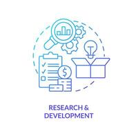 Research and development blue gradient concept icon. Benefit of mergers abstract idea thin line illustration. Patent grants. New products. Isolated outline drawing vector