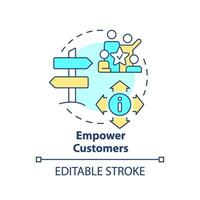 Empower customers concept icon. Call center customer service agent technique abstract idea thin line illustration. Isolated outline drawing. Editable stroke vector