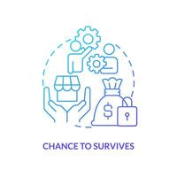 Chance to survives blue gradient concept icon. Benefit of mergers abstract idea thin line illustration. Small businesses adaptation. Save firm. Isolated outline drawing vector