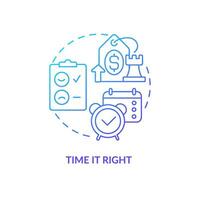 Time it right blue gradient concept icon. Satisfied customers. Survey. Tactic for raising prices abstract idea thin line illustration. Isolated outline drawing vector