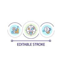 Audience segmentation loop concept icon. Marketing and commerce. Groups of consumers. Business abstract idea thin line illustration. Isolated outline drawing. Editable stroke vector