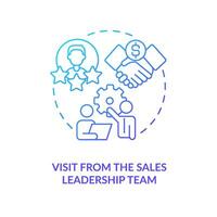 Sales leadership team visit blue gradient concept icon. Communicate price increase guideline abstract idea thin line illustration. Isolated outline drawing vector