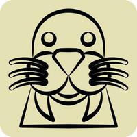 Icon Walrus. related to Animal symbol. hand drawn style. simple design editable. simple illustration vector