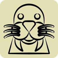 Icon Walrus. related to Animal symbol. hand drawn style. simple design editable. simple illustration vector