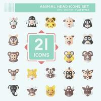 Icon Set Animal Head. related to Animal symbol. flat style. simple design editable. simple illustration vector