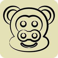 Icon Monkey. related to Animal symbol. hand drawn style. simple design editable. simple illustration vector