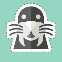 Sticker line cut Walrus. related to Animal symbol. simple design editable. simple illustration vector