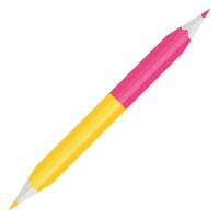 Pink and yellow pencil icon. Vector flat illustration