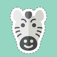 Sticker line cut Zebra. related to Animal symbol. simple design editable. simple illustration vector