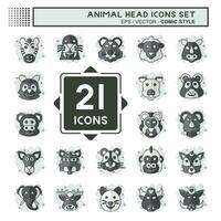 Icon Set Animal Head. related to Animal symbol. comic style. simple design editable. simple illustration vector