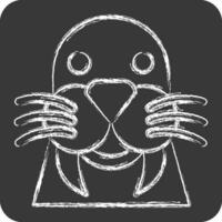 Icon Walrus. related to Animal symbol. chalk Style. simple design editable. simple illustration vector