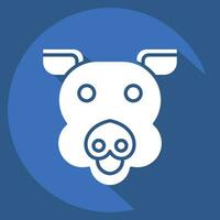 Icon Pig. related to Animal symbol. long shadow style. simple design editable. simple illustration vector