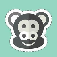 Sticker line cut Monkey. related to Animal symbol. simple design editable. simple illustration vector