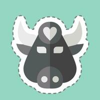 Sticker line cut Buffalo. related to Animal symbol. simple design editable. simple illustration vector