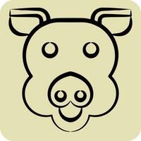 Icon Pig. related to Animal symbol. hand drawn style. simple design editable. simple illustration vector