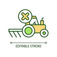 Avoid tillage RGB color icon. Farm tractor breakage. Agricultural vehicle failure. Stop cultivation. Isolated vector illustration. Simple filled line drawing. Editable stroke