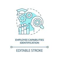 Employee capabilities identification turquoise concept icon. Project planning benefit abstract idea thin line illustration. Isolated outline drawing. Editable stroke vector