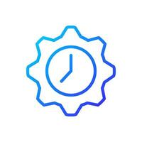 Time management pixel perfect gradient linear vector icon. Flexible hours. Clock inside gear. Planning tasks. Thin line color symbol. Modern style pictogram. Vector isolated outline drawing