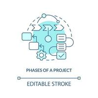 Phases of project turquoise concept icon. Create structure. Business plan includes abstract idea thin line illustration. Isolated outline drawing. Editable stroke vector