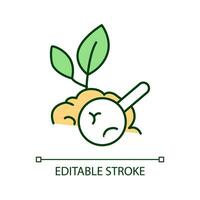Soil examination RGB color icon. Biological research. Agricultural tests. Growing sapling. Isolated vector illustration. Simple filled line drawing. Editable stroke
