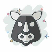 Icon Rhino. related to Animal symbol. comic style. simple design editable. simple illustration vector