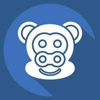 Icon Monkey. related to Animal symbol. long shadow style. simple design editable. simple illustration vector