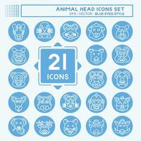 Icon Set Animal Head. related to Animal symbol. blue eyes style. simple design editable. simple illustration vector