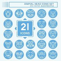 Icon Set Animal Head. related to Animal symbol. blue eyes style. simple design editable. simple illustration vector