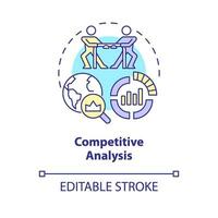 Competitive analysis concept icon. Data research. Economic growth. Strategic management. Performance evaluation abstract idea thin line illustration. Isolated outline drawing. Editable stroke vector