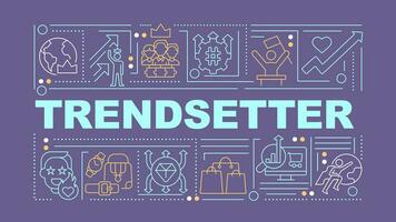 Trendsetter word concepts dark blue banner. Marketing strategy. Infographics with editable icons on color background. Isolated typography. Vector illustration with text