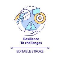 Resilience to challenges concept icon. Goal achievement. Organizational change. Growth mindset. Crisis management abstract idea thin line illustration. Isolated outline drawing. Editable stroke vector