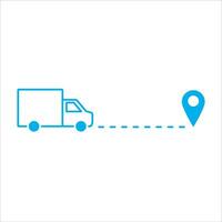 delivery, truck moving to a point on the map icon vector