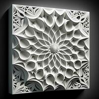 Abstract 3d white background, islamic pattern texture wallpaper ai image photo