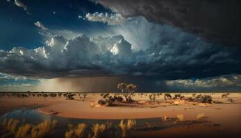 realista hermosa paisaje escena con nublado clima. generativo ai foto