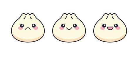 Cute Kawaii Dumpling Dim Sum Clipart vector