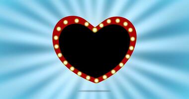 Valentine's Day. Red heart with glowing lights on abstract background of animated white sun rays. video