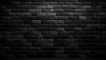 Sleek charcoal charm textured background of black brick wall, Generative AI photo