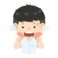 Cute boy student angry pose expression vector