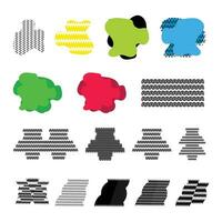 Set of colorful abstract modern shapes design. Abstract graphic design elements. Geometric shapes of different colors modern design styles. Template ready for use in vector