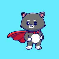 Cute Cat Super Hero Flying Cartoon Vector Icon Illustration.  Animal Hero Icon Concept Isolated Premium Vector. Flat  Cartoon Style