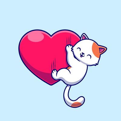 Premium Vector  Couple of cats fall in love icon . cat and love, animal  icon white isolated