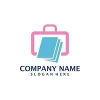 Book Suitcase logo design vector. Suitcase logo design template concept vector