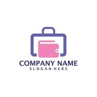 Wallet with Suitcase logo design concept vector. Suitcase logo design template vector