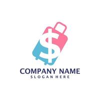 Money Suitcase logo design vector. Suitcase logo design template concept vector