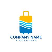 Wave Suitcase logo design vector. Suitcase logo design template concept vector