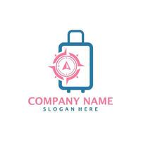 Compass Suitcase logo design vector. Suitcase logo design template concept vector