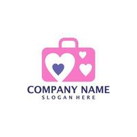 Love Suitcase logo design vector. Suitcase logo design template concept vector