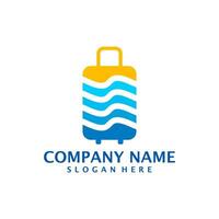 Wave Suitcase logo design vector. Suitcase logo design template concept vector